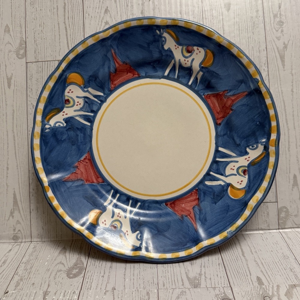 Vietri SOLIMENE Campagna Cavallo Horse Blue Service Dinner 10" Plate